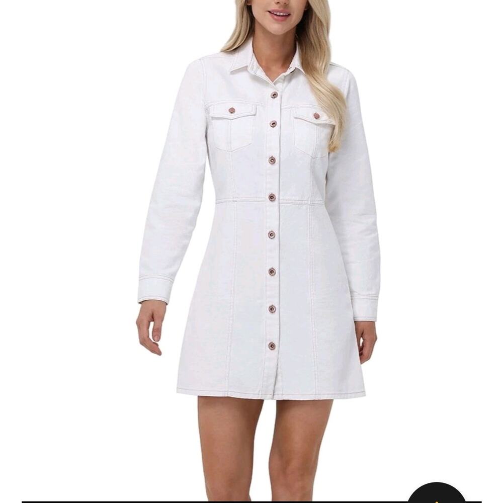 FRYE White Cotton Button Front Denim Dress Size XS Western Coastal Cowgirl